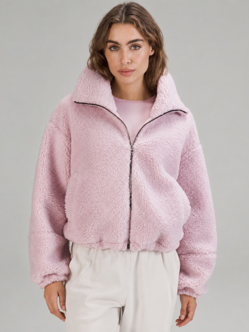 Lululemon Cinchable Fleece Zip Up Jacket Pink